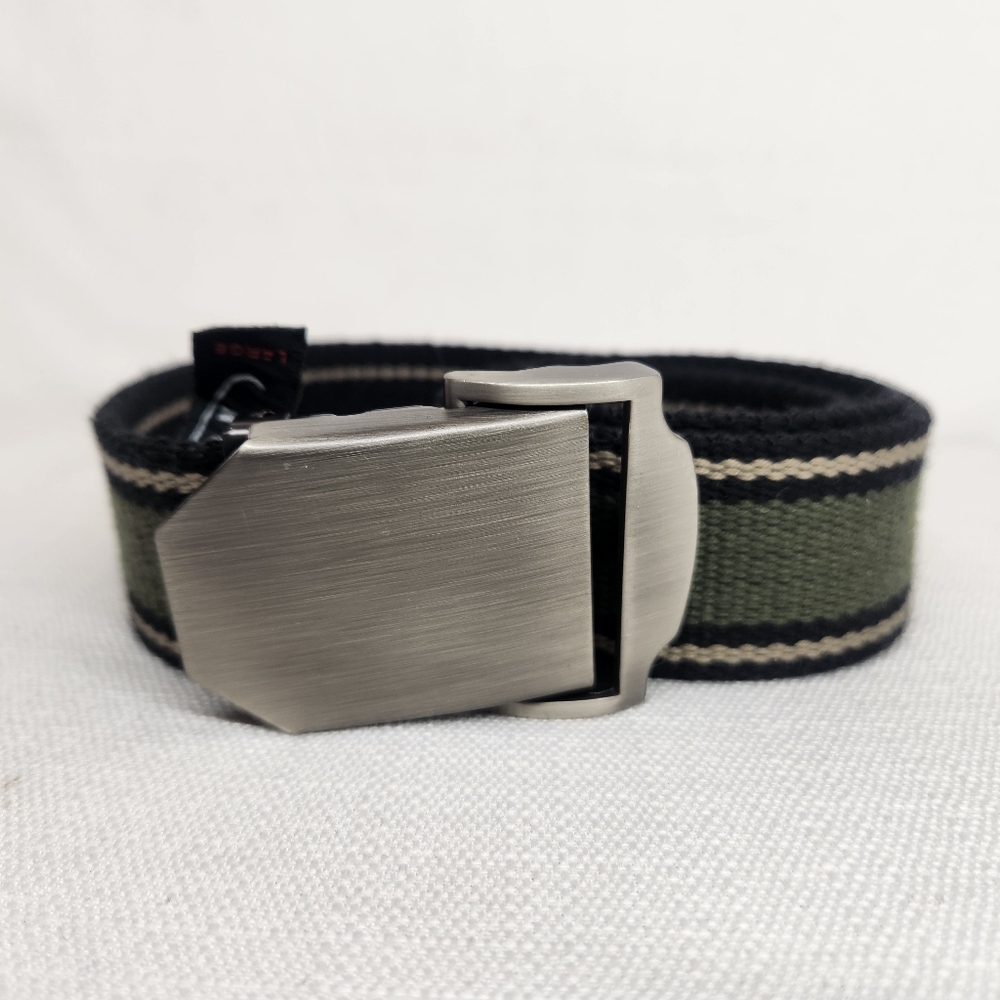 Bison Designs Mens Large Black Green Metal Clip Ratchet Belt